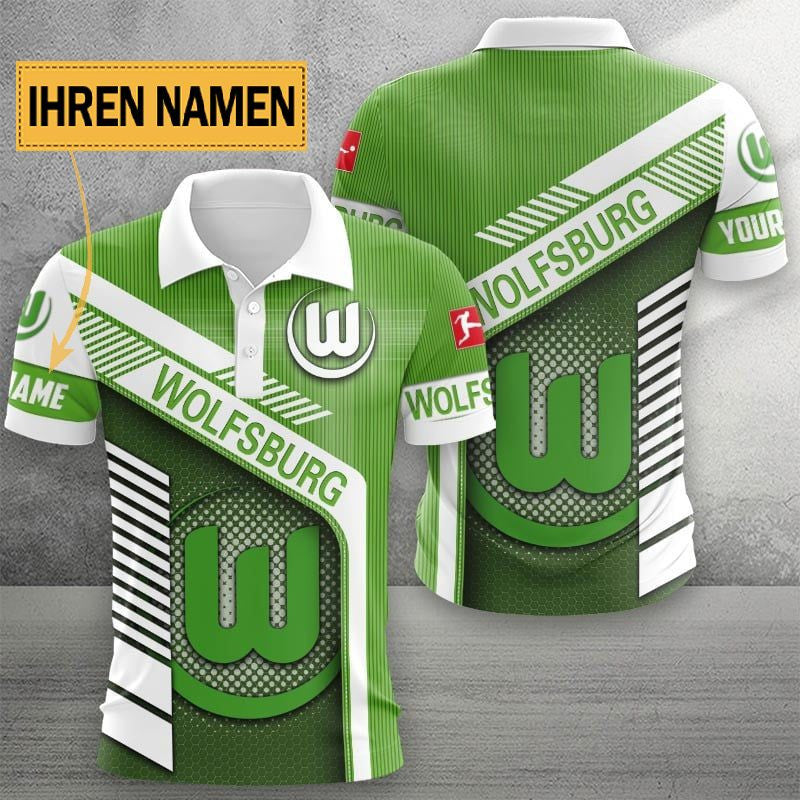 VfL Wolfsburg Poloshirt mit individuellem Namen Limitierte Edition Grün