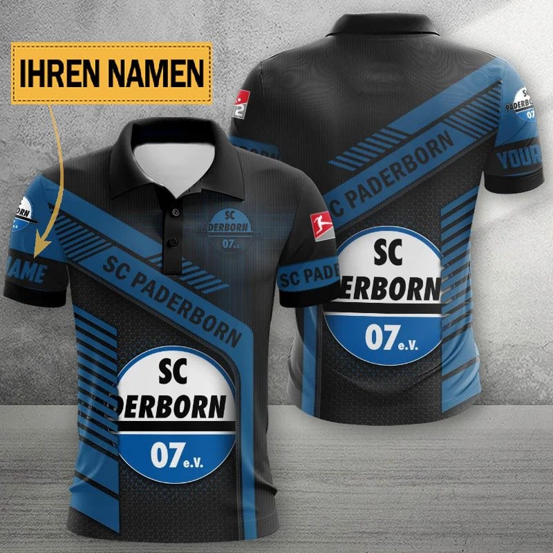 SC Paderborn 07 Poloshirt mit individuellem Namen Limitierte Edition Schwarz