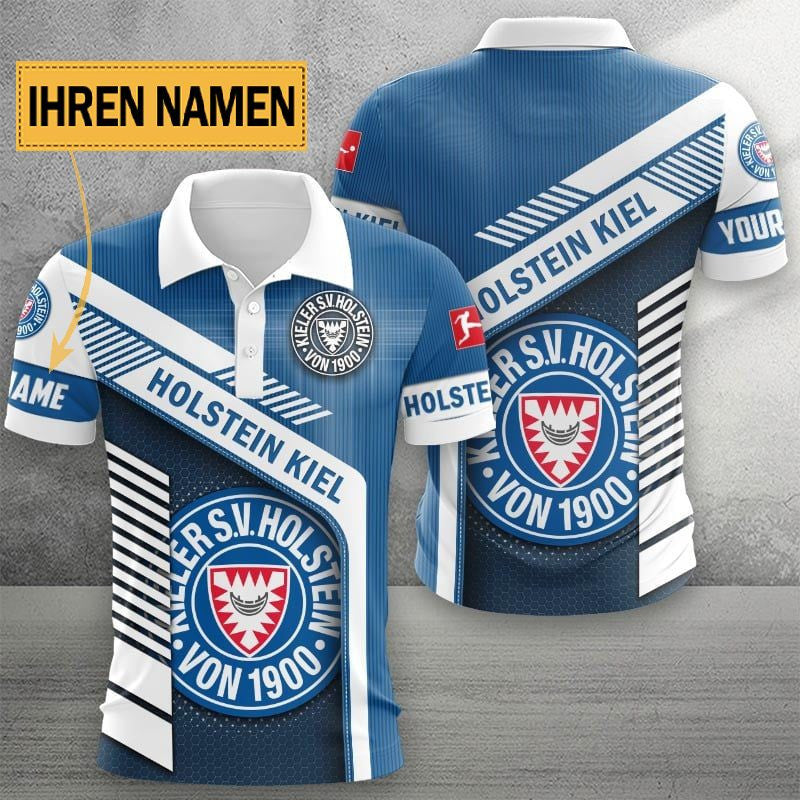 Holstein Kiel Poloshirt mit individuellem Namen Limitierte Edition Blau