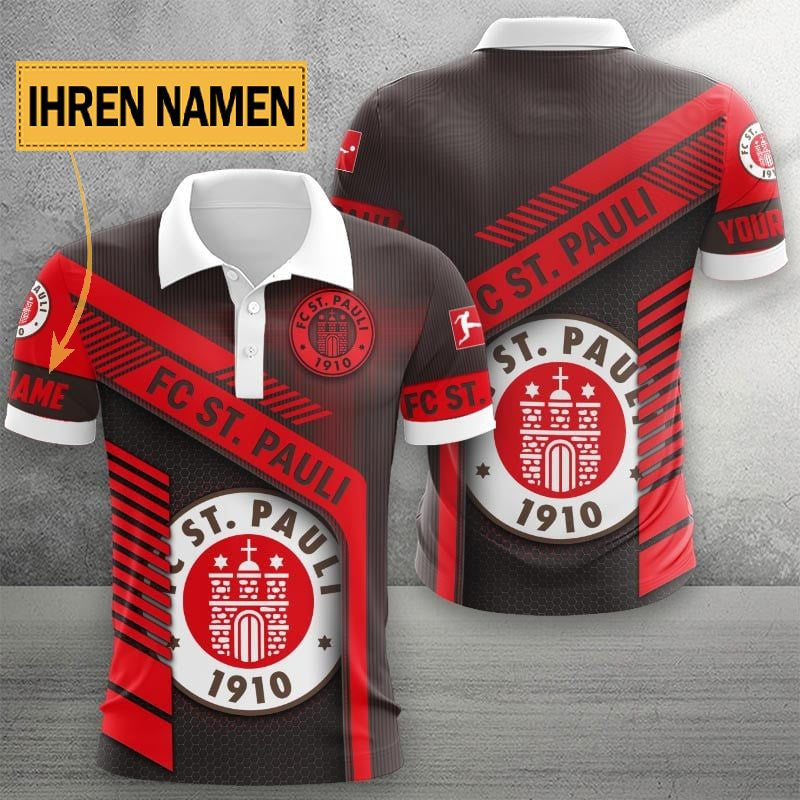 FC St. Pauli Poloshirt Limitierte Edition mit individuellem Namen Braun