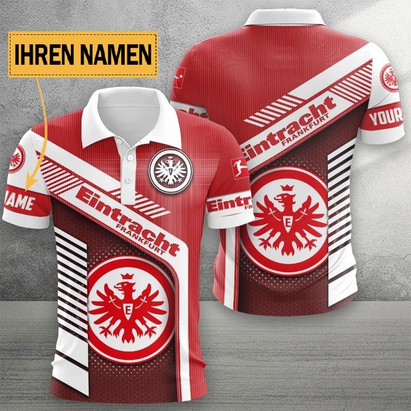 Eintracht Frankfurt Poloshirt mit individuellem Namen Limitierte Edition Rot