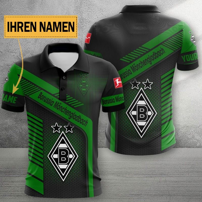 Borussia Mönchengladbach Poloshirt mit individuellem Namen Limitierte Edition Schwarz