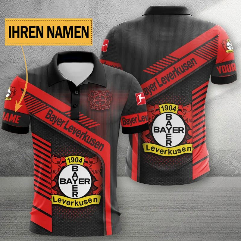 Bayer 04 Leverkusen Poloshirt Limitierte Edition mit individuellem Namen Schwarz