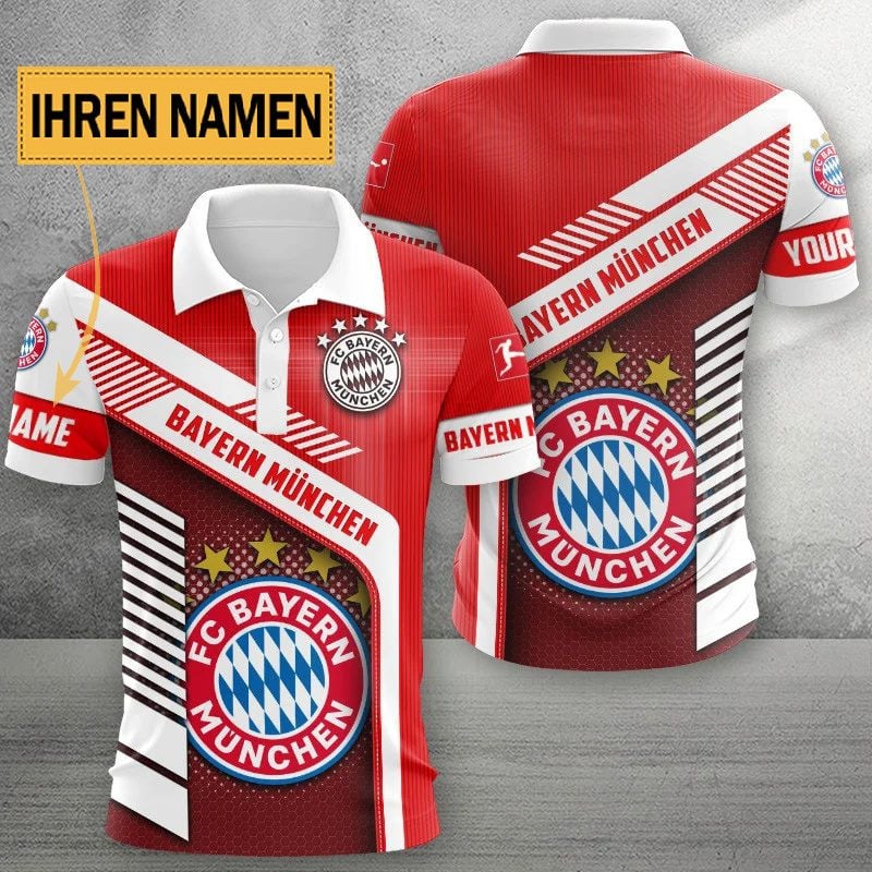 Bayern München Poloshirt mit individuellem Namen Limitierte Edition Rot