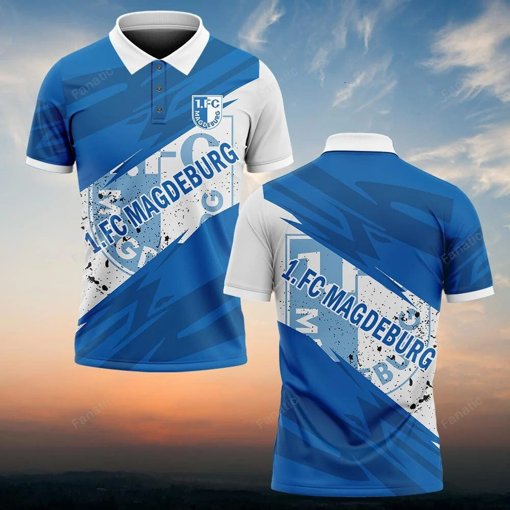 1. FC Magdeburg Poloshirt Sportliches Design Blau
