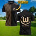 VfL Wolfsburg Poloshirt mit individuellem Namen Karomuster Schwarz