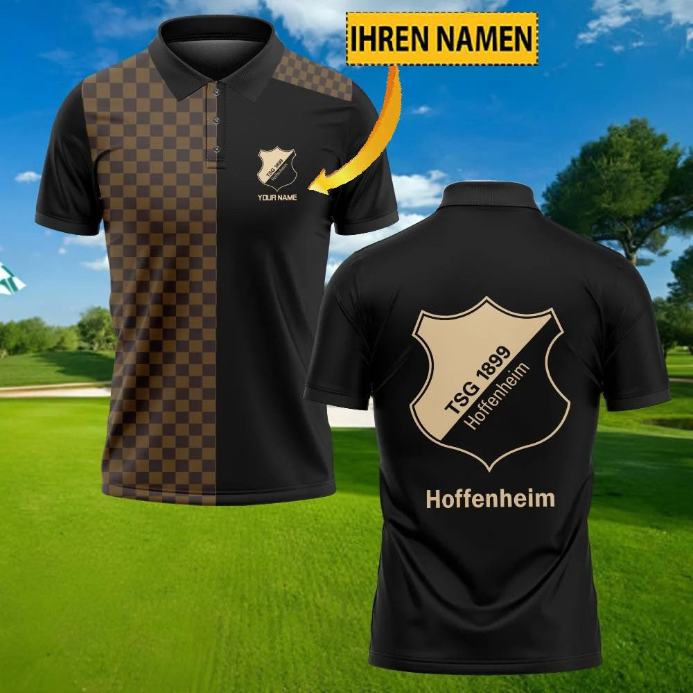 TSG 1899 Hoffenheim Poloshirt mit individuellem Namen Karomuster Schwarz