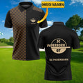 SC Paderborn 07 Poloshirt mit individuellem Namen Karo Design Schwarz