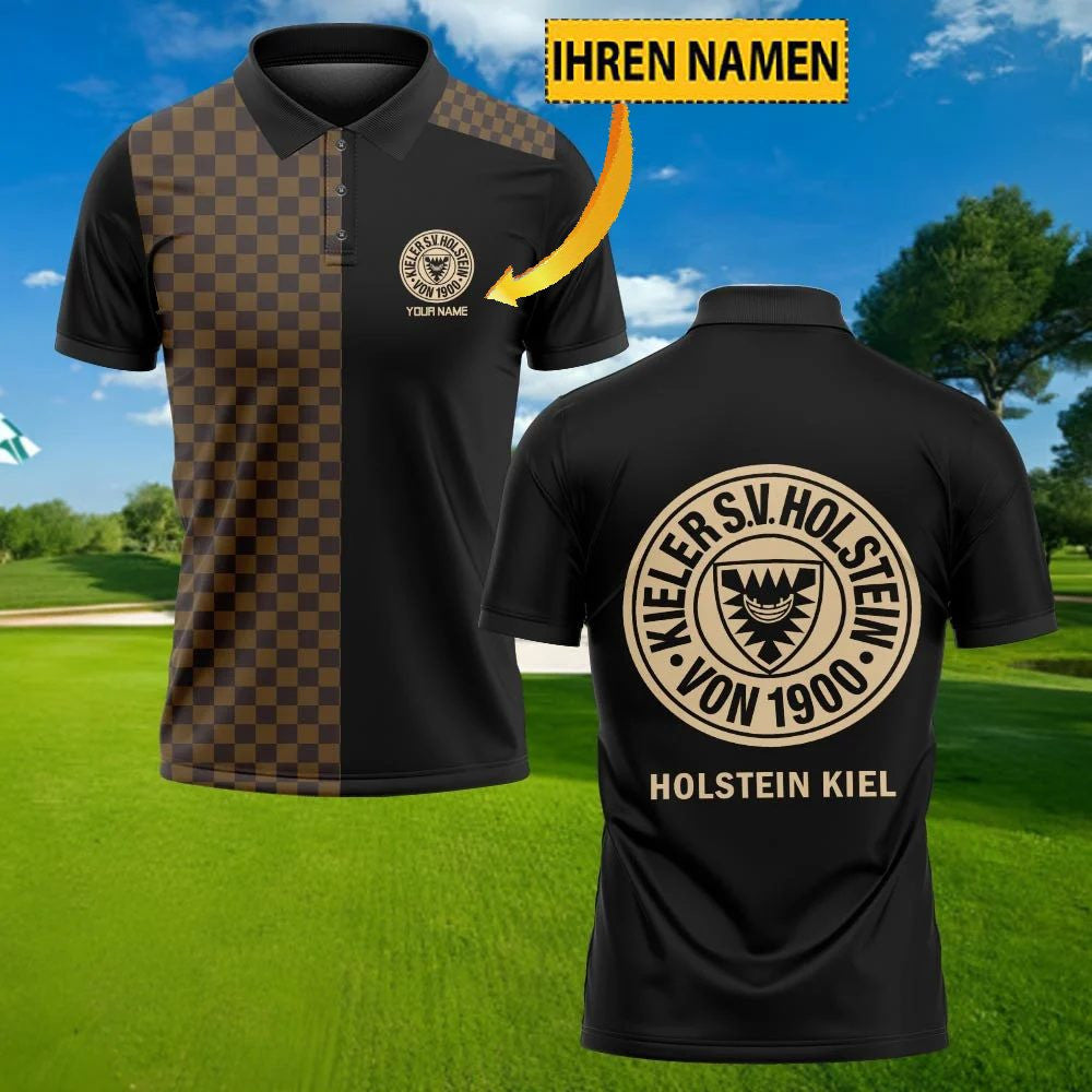 Holstein Kiel Poloshirt Karomuster Schwarz mit individuellem Namen