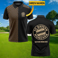 Bayern München Poloshirt Karomuster mit individuellem Namen Schwarz