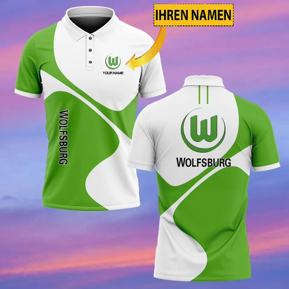 VfL Wolfsburg Poloshirt mit individuellem Namen Neuer Stil Grün