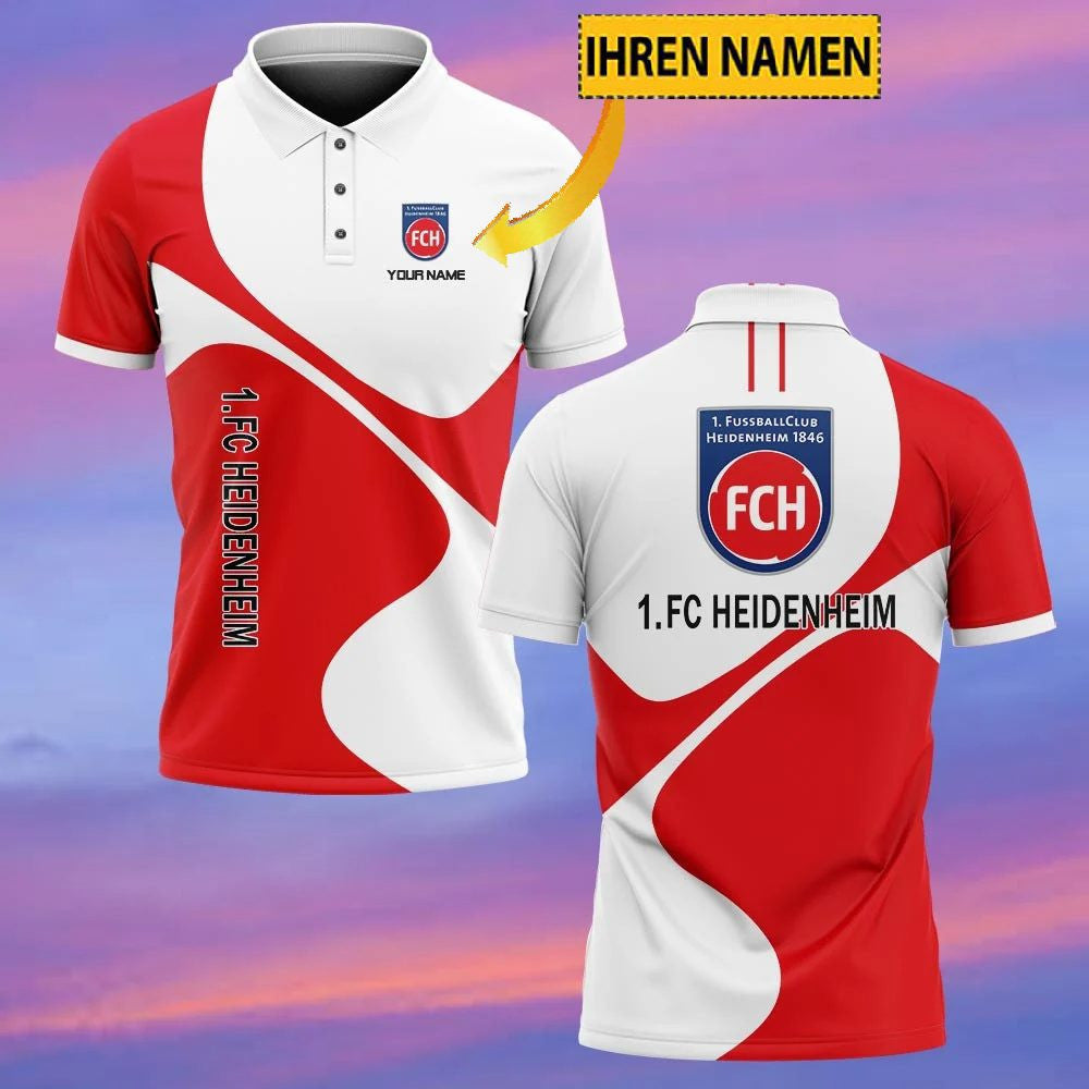 FC Heidenheim 1846 Poloshirt Neuer Stil mit individuellem Namen Rot
