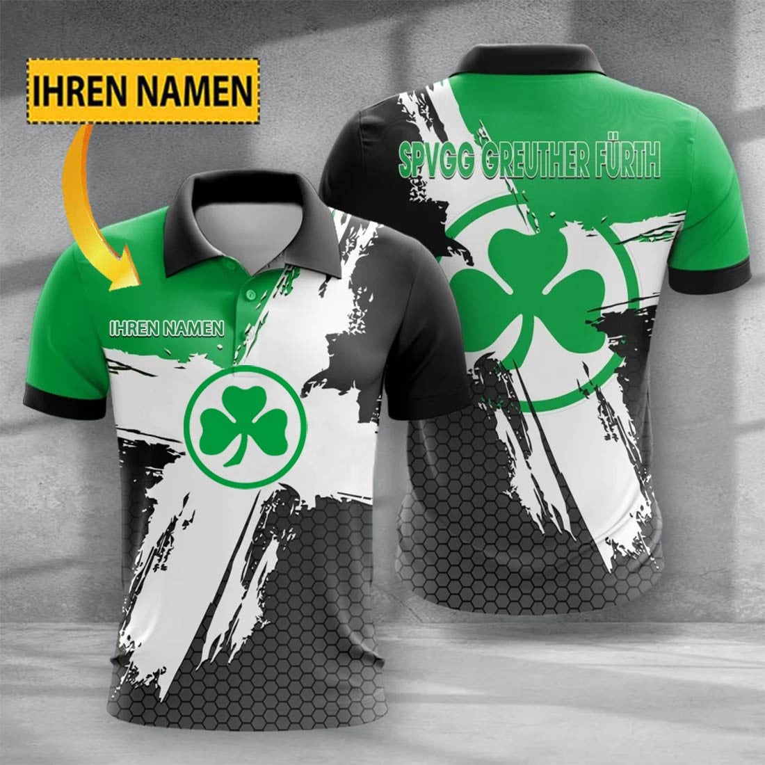 SpVgg Greuther Fürth Poloshirt mit individuellem Namen Premium Ausgabe Grün