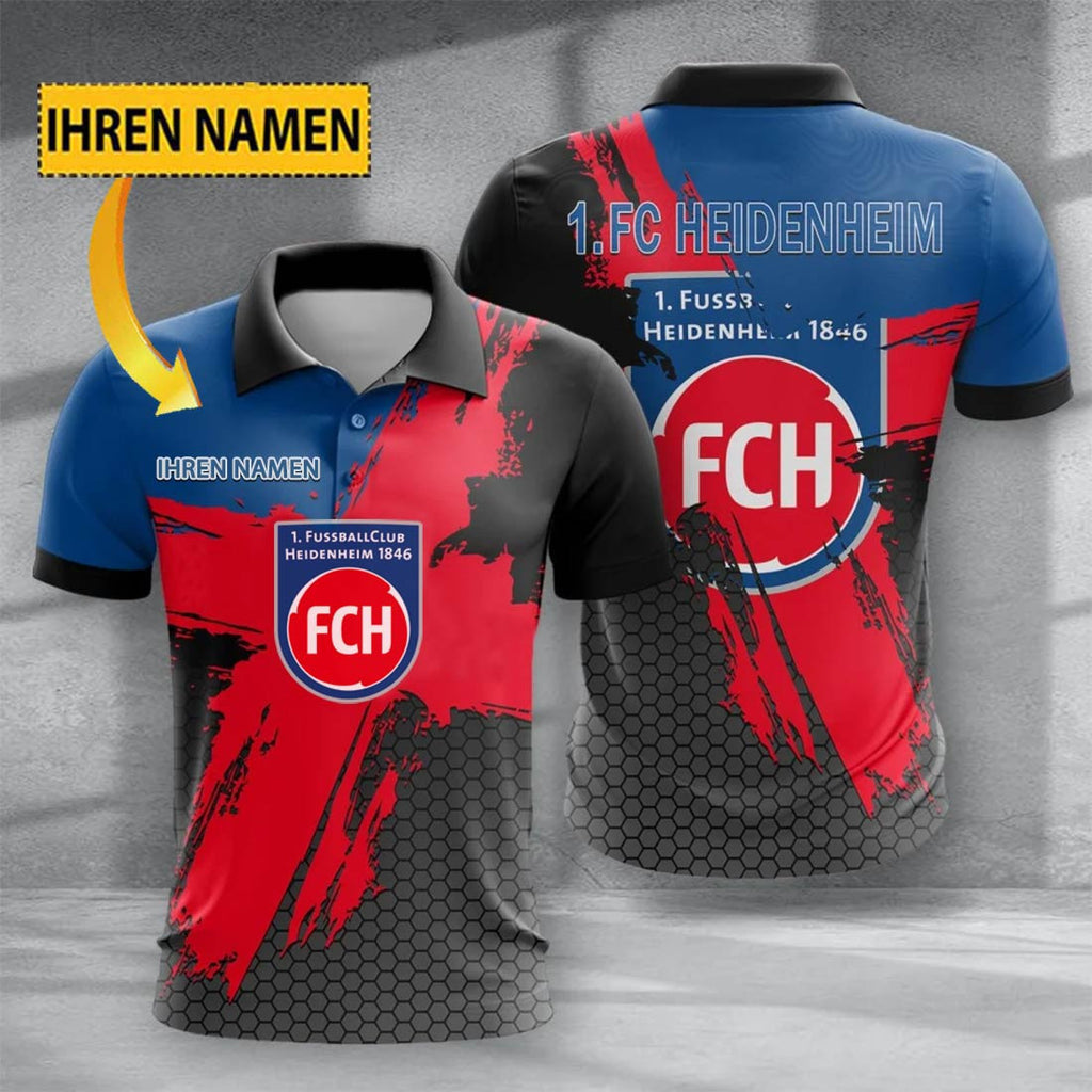 FC Heidenheim 1846 Poloshirt Premium Ausgabe mit individuellem Namen Blau