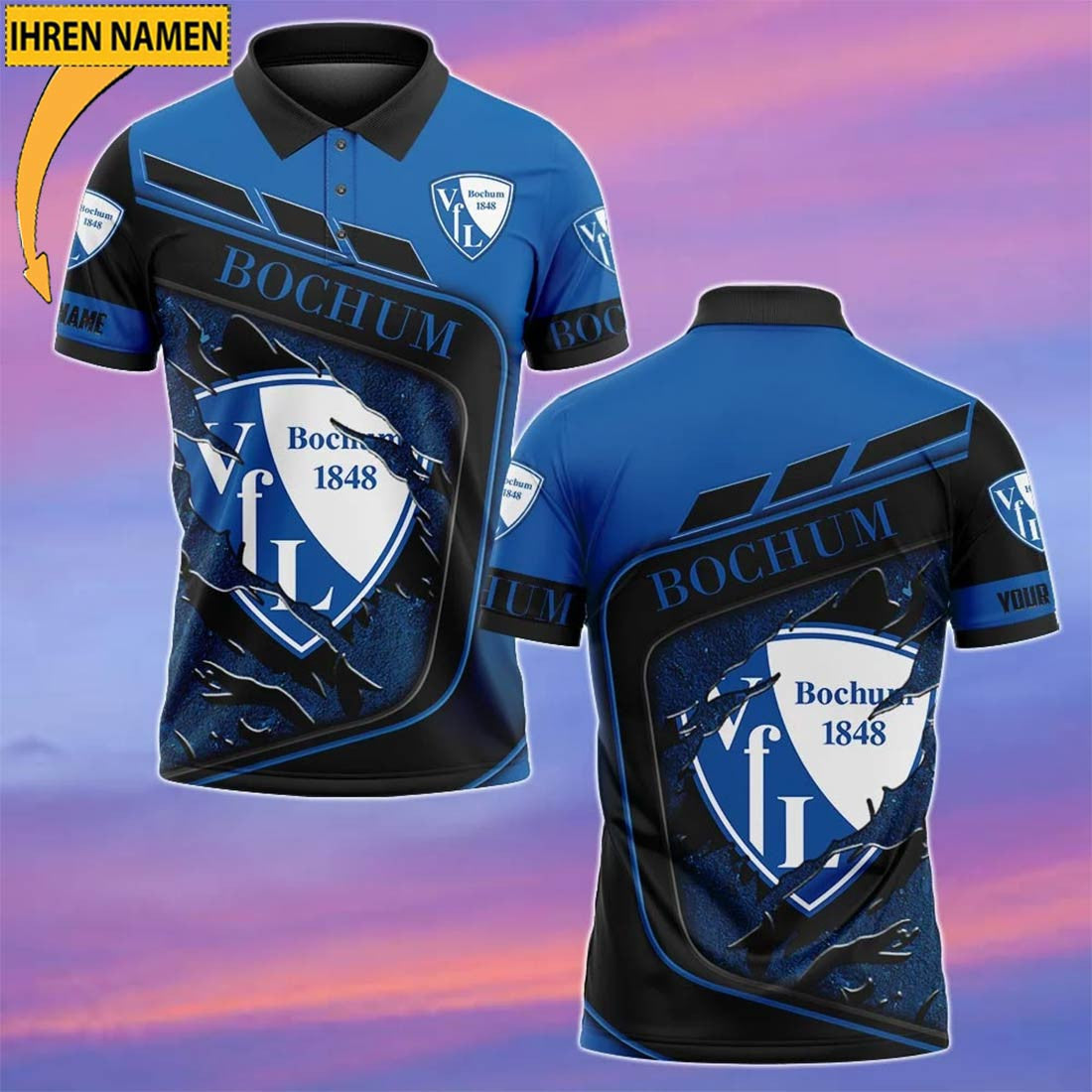 VfL Bochum 1848 Poloshirt Neue Edition mit individuellem Namen Blau