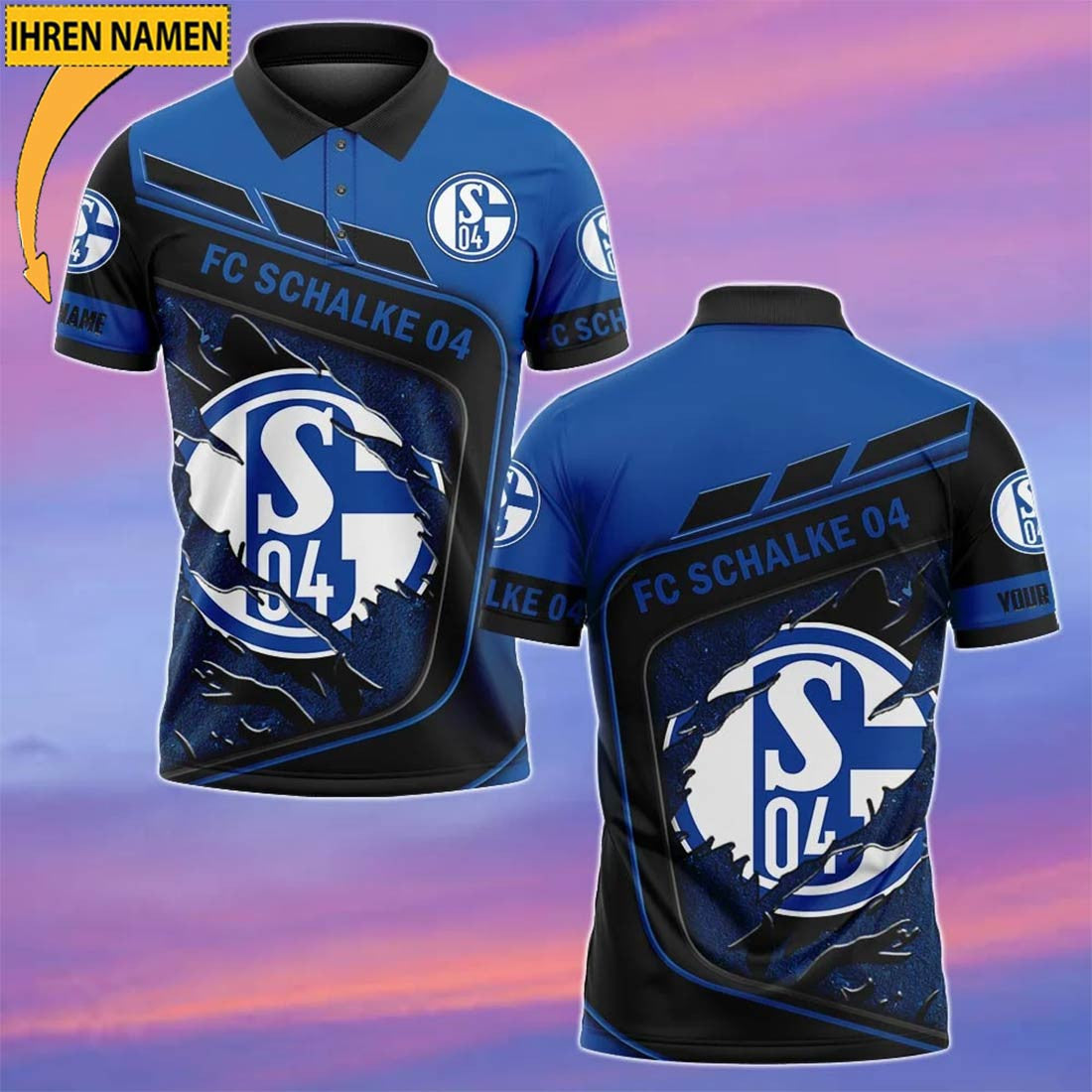 FC Schalke 04 Poloshirt Neue Edition mit individuellem Namen Blau