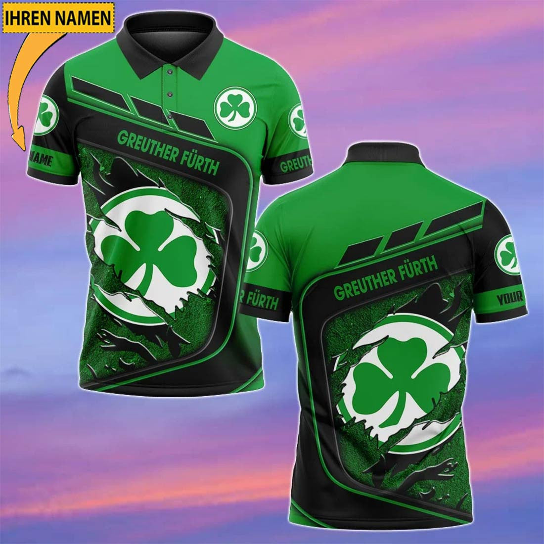 SpVgg Greuther Fürth Poloshirt Neue Edition mit individuellem Namen Grün