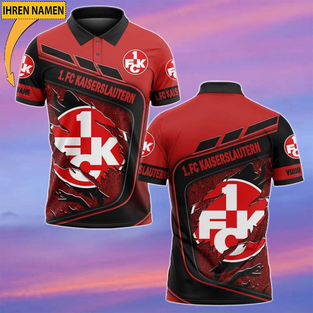 FC Kaiserslautern Poloshirt Neue Edition mit individuellem Namen Rot