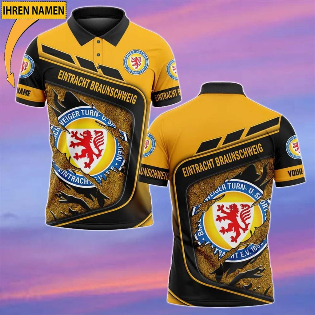 Eintracht Braunschweig Poloshirt mit individuellem Namen Neue Edition Gelb