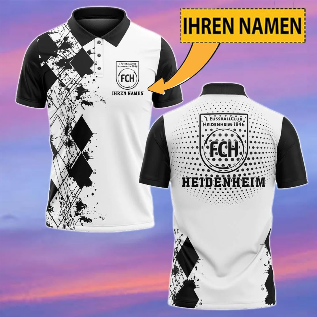 FC Heidenheim 1846 Poloshirt Sonderedition mit individuellem Namen Weiß