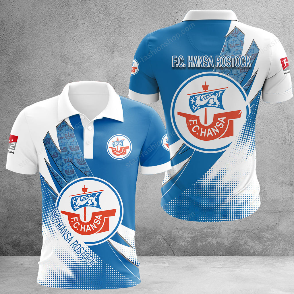 FC Hansa Rostock Poloshirt Sonderedition Weiß Blau