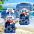 Hansa Rostock Poloshirt Palmen Design Blau