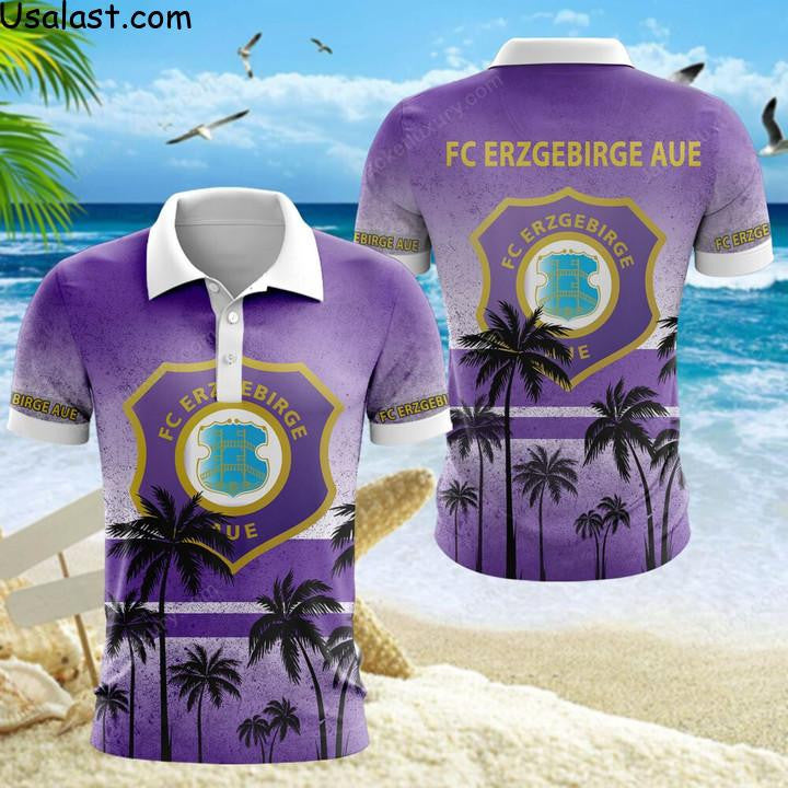 FC Erzgebirge Aue Poloshirt Palmen Design Lila