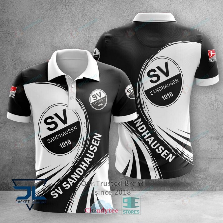 SV Sandhausen 1916 Poloshirt Logo Design Weiß Schwarz