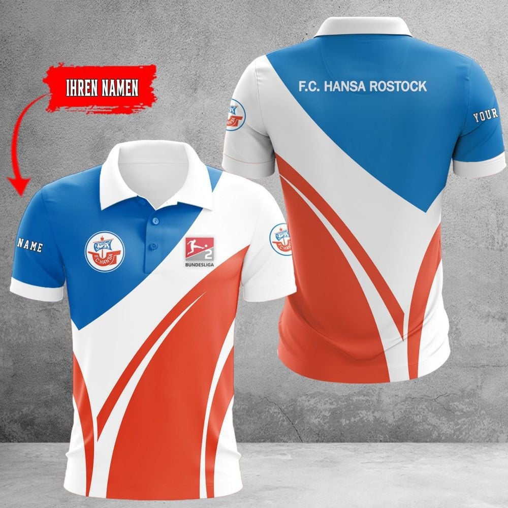 F.C. Hansa Rostock Poloshirt Weiche Kurve Weiß Blau