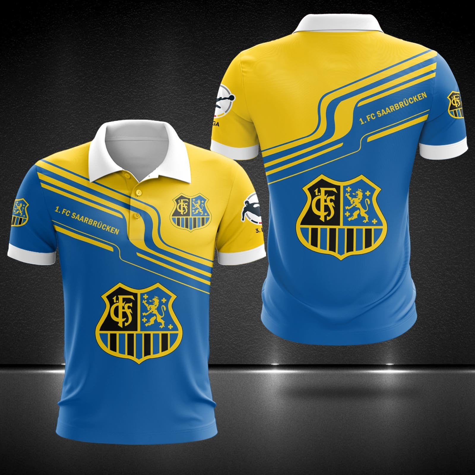 FC Saarbrücken Poloshirt Logo Blau Gelb