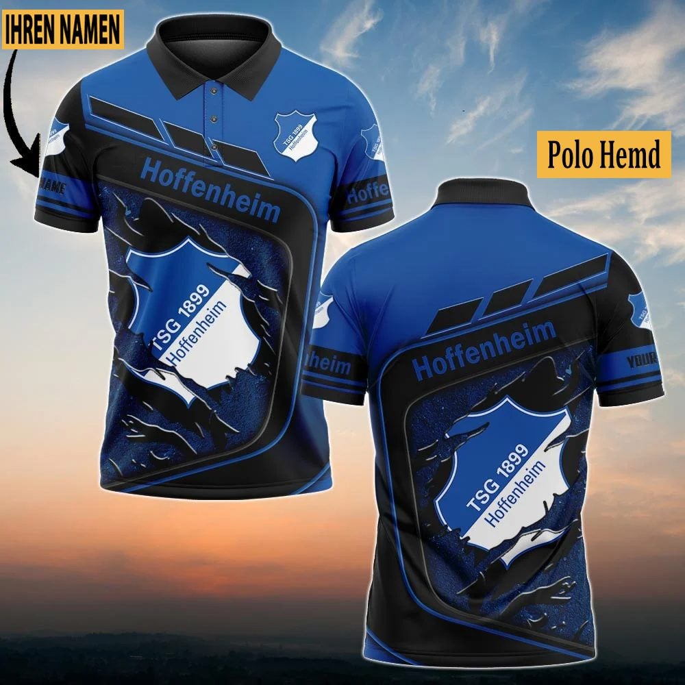 TSG 1899 Hoffenheim Poloshirt mit individuellem Namen Neuauflage Vollflächig Bedruckt
