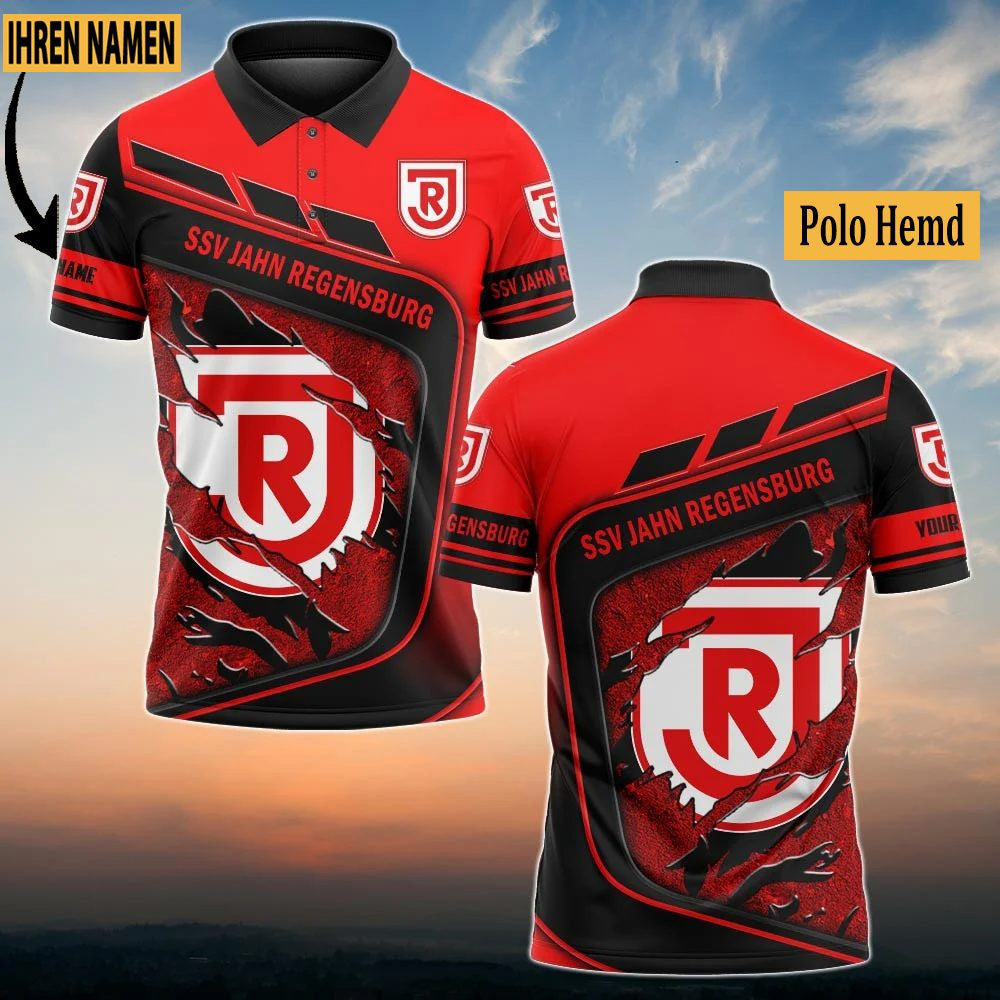 SSV Jahn Regensburg Poloshirt Neuauflage Vollflächig Bedruckt mit individuellem Namen