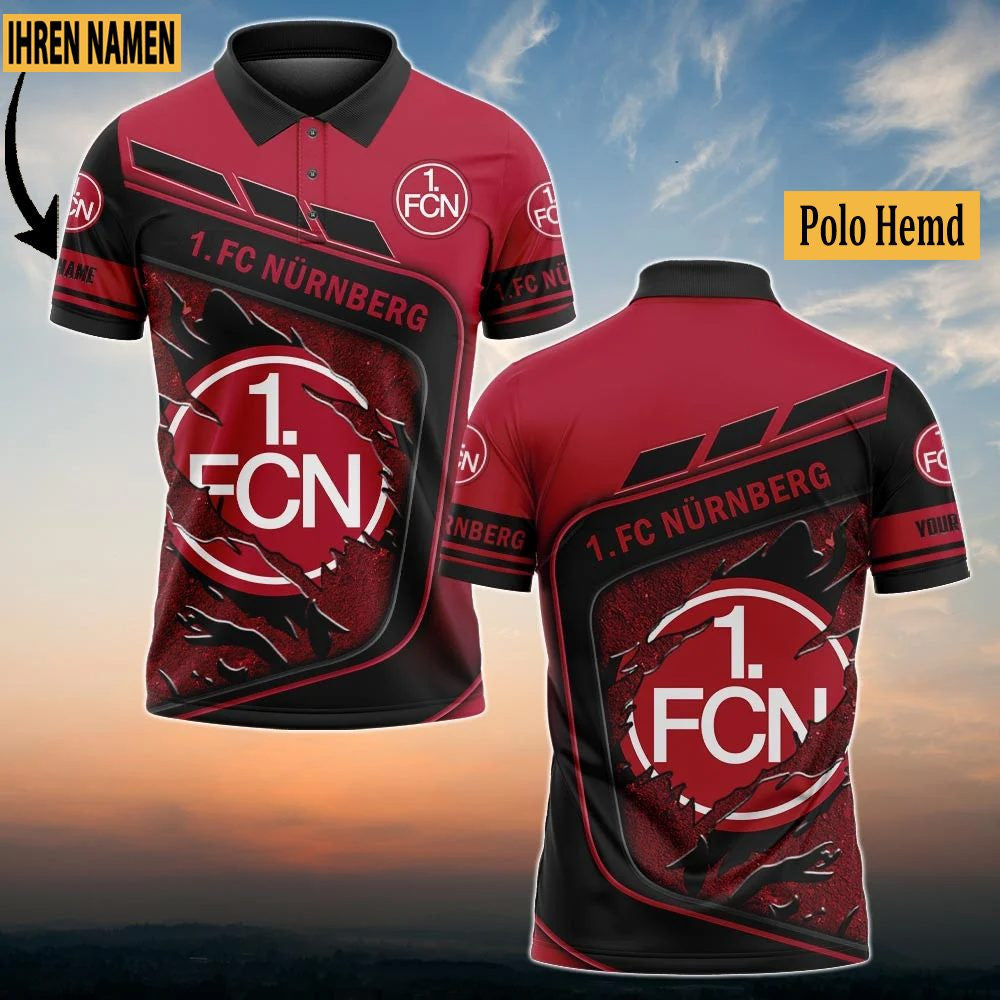 FC Nürnberg Poloshirt Neuauflage Vollflächig Bedruckt mit individuellem Namen
