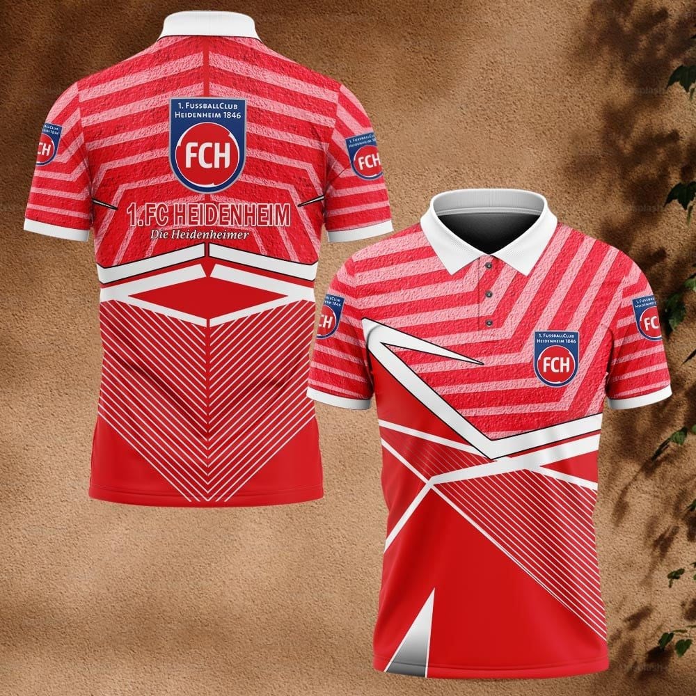 FC Heidenheim Poloshirt Neuer Grundstil Vollflächig Bedruckt