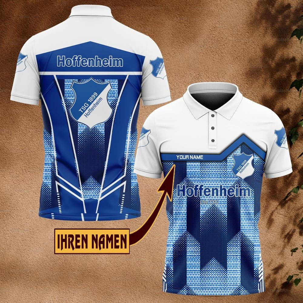 TSG 1899 Hoffenheim Poloshirt Pfeil Design mit individuellem Namen Neue Edition Vollflächig Bedruckt