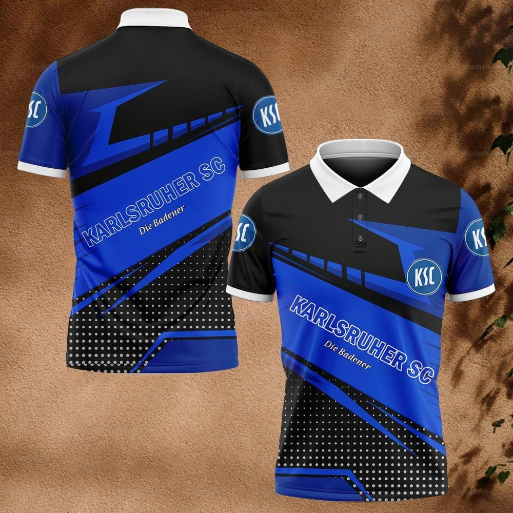 Karlsruher SC Poloshirt Tupfen Design Vollflächig Bedruckt