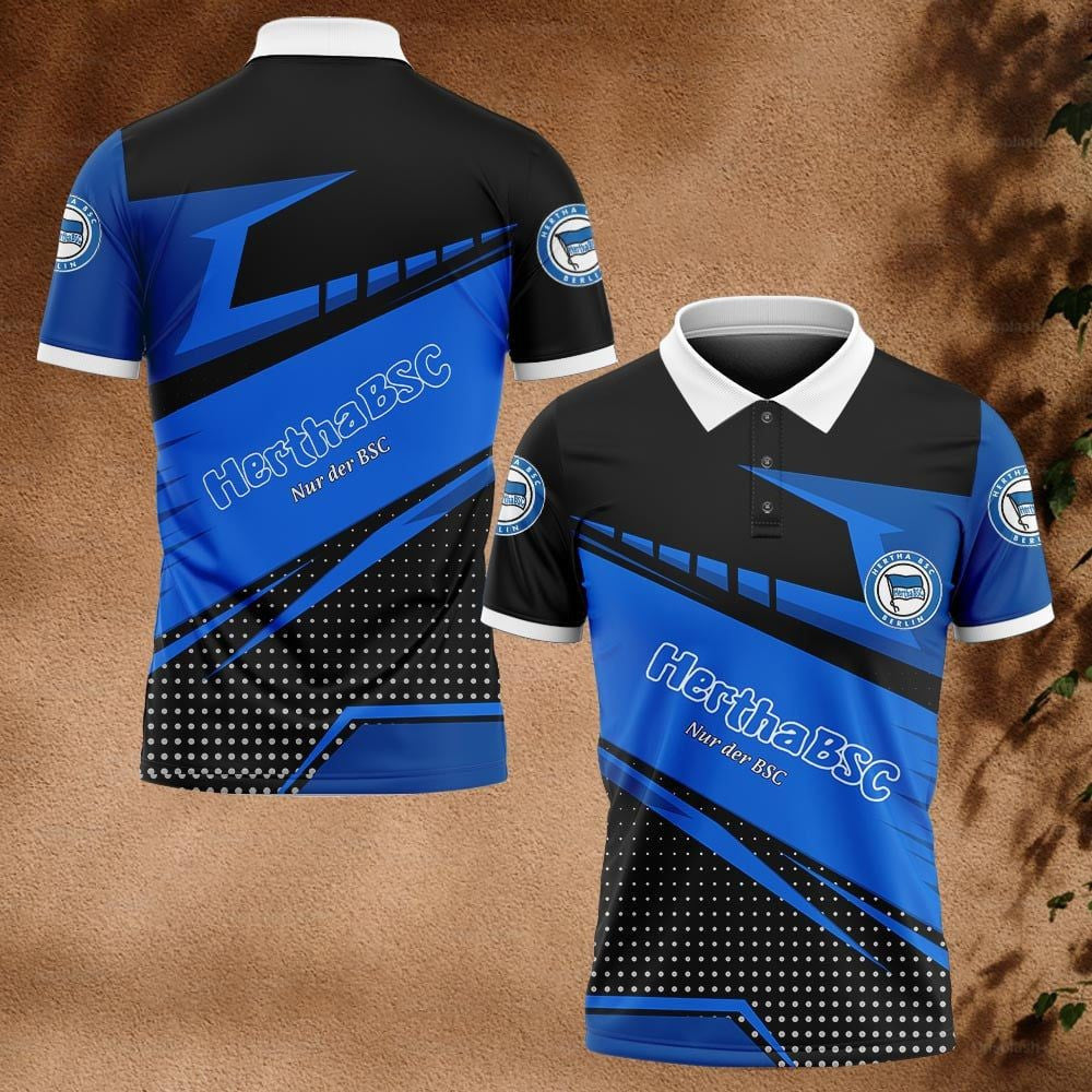 Hertha BSC Poloshirt Tupfen Design Vollflächig Bedruckt