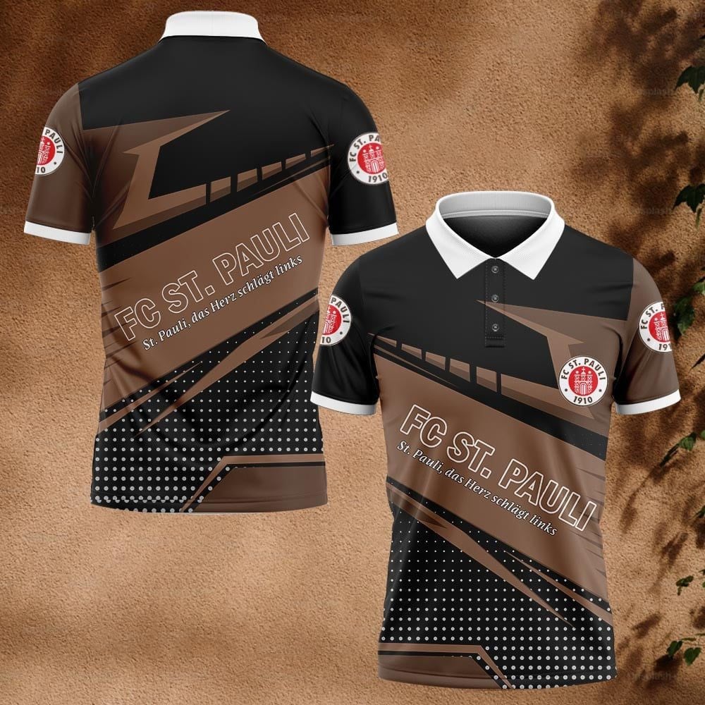 FC St. Pauli Poloshirt Tupfen Design Vollflächig Bedruckt