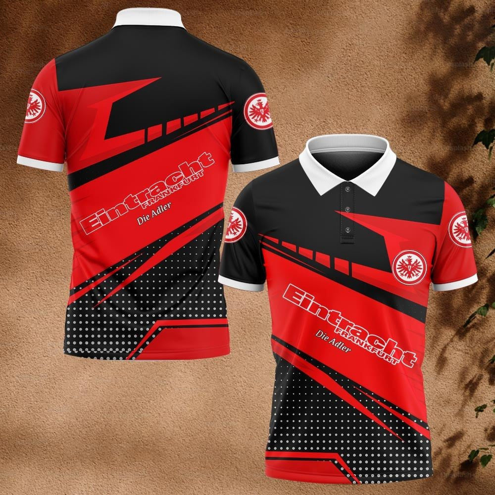 Eintracht Frankfurt Poloshirt Tupfen Design Vollflächig Bedruckt