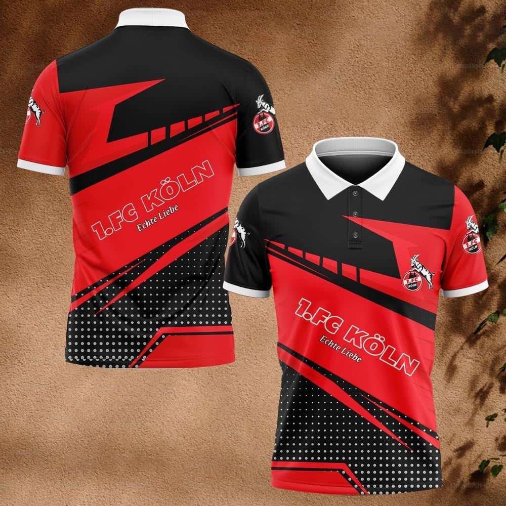 2. FC Köln Poloshirt Tupfen Design Vollflächig Bedruckt