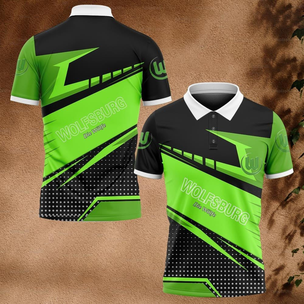 VfL Wolfsburg Poloshirt Tupfen Design Vollflächig Bedruckt