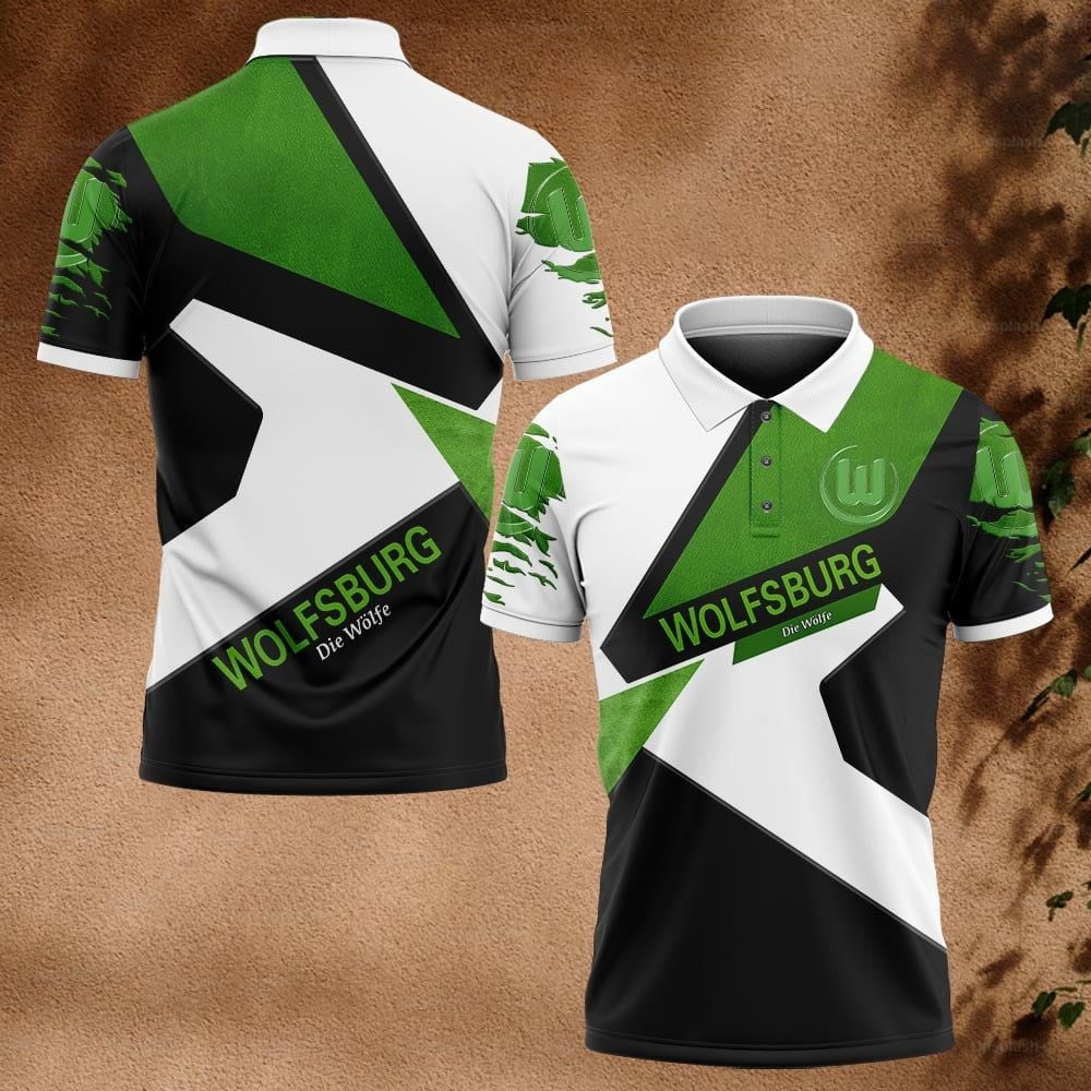 VfL Wolfsburg Poloshirt Geometrisches Design Vollflächig Bedruckt