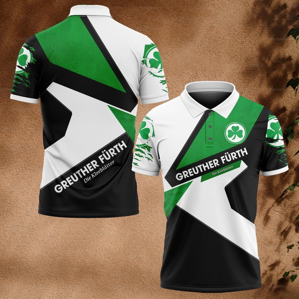 SpVgg Greuther Fürth Poloshirt Geometrisches Muster Vollflächig Bedruckt