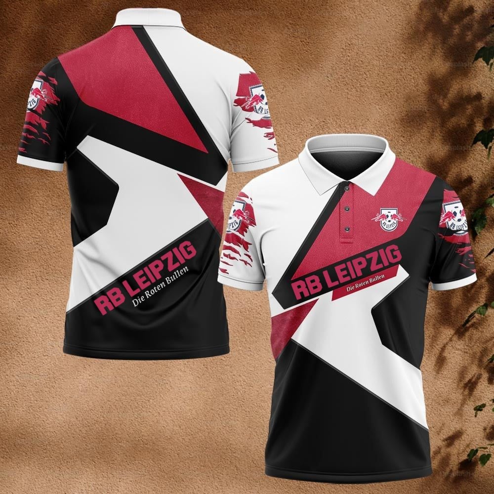 RB Leipzig Poloshirt Geometrisches Design Vollflächig Bedruckt
