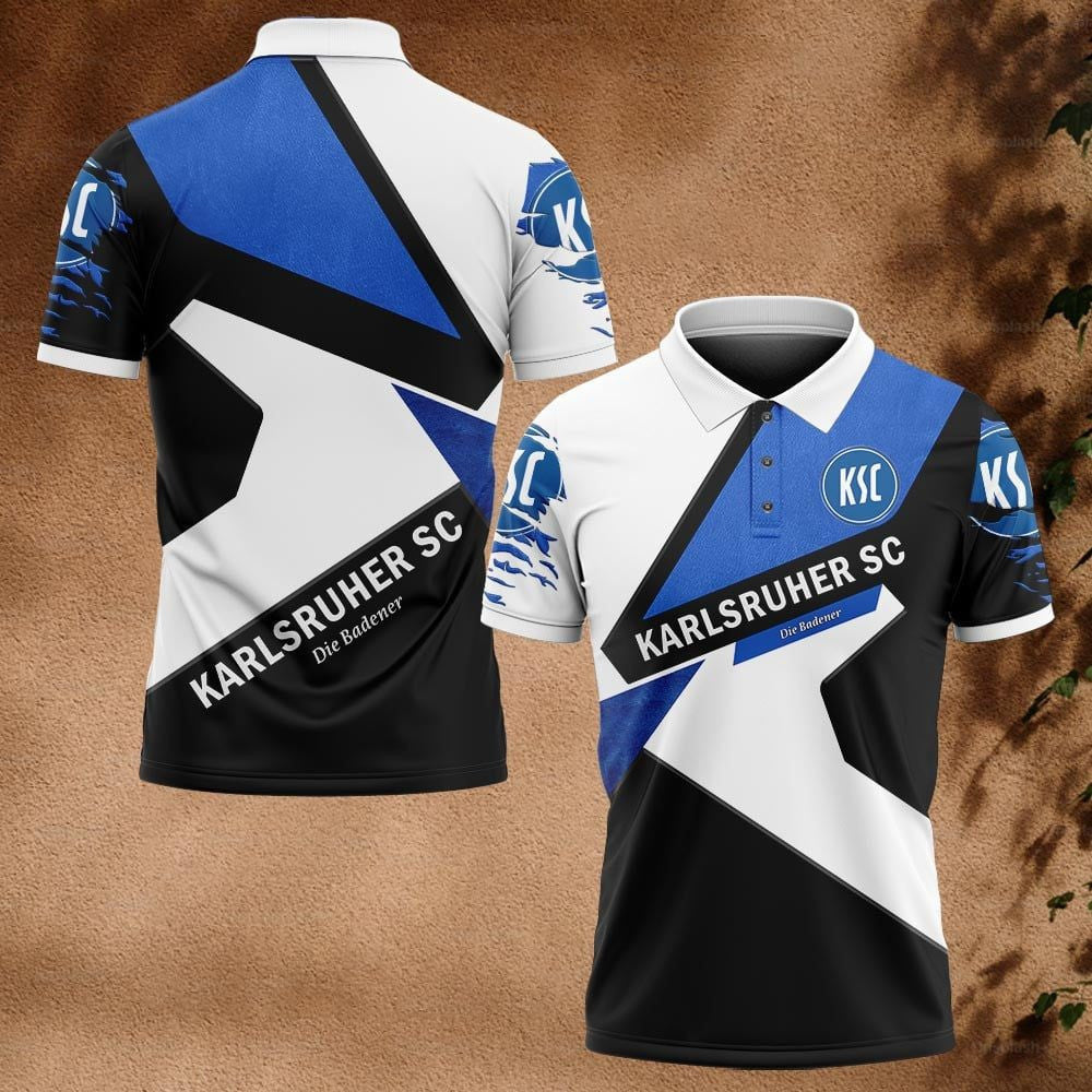 Karlsruher SC Poloshirt Geometrisches Muster Vollflächig Bedruckt