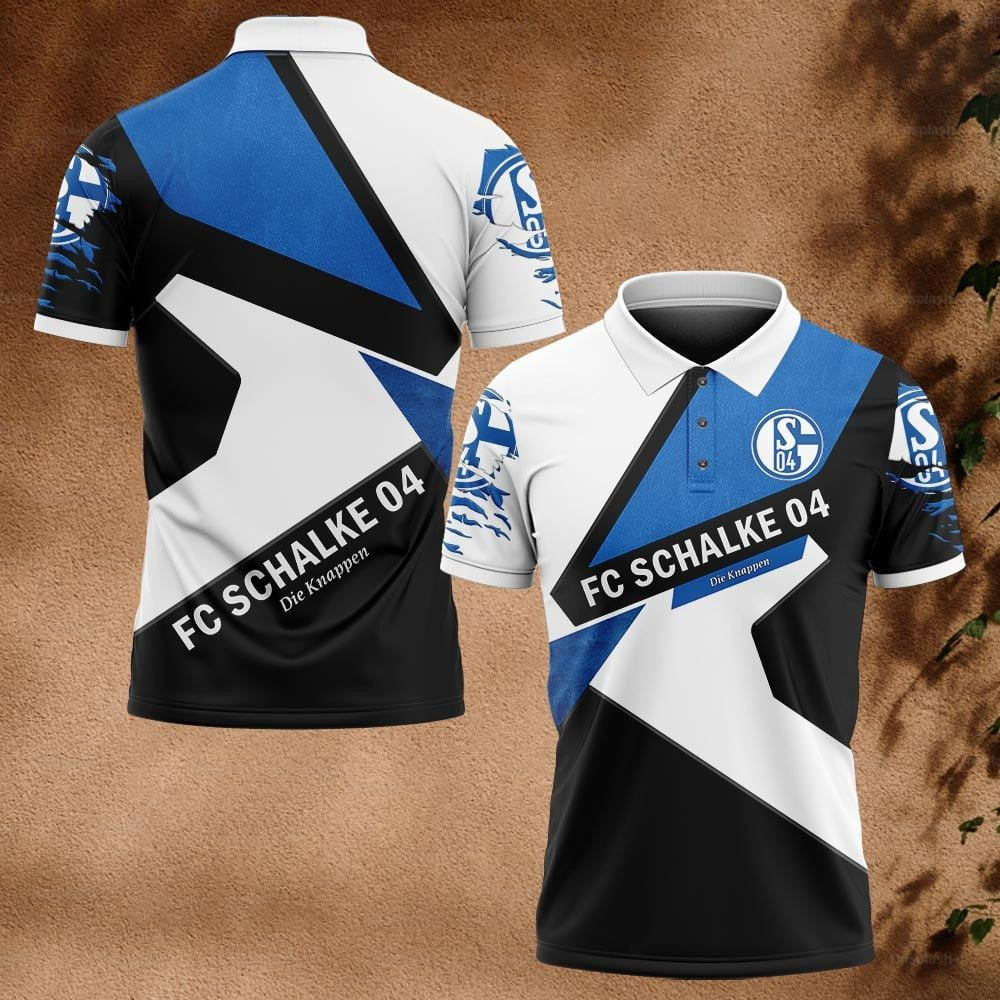FC Schalke 04 Poloshirt Geometrisches Muster Vollflächig Bedruckt