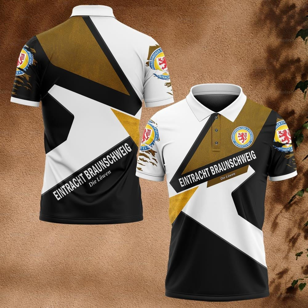 Eintracht Braunschweig Poloshirt Geometrisches Muster Vollflächig Bedruckt