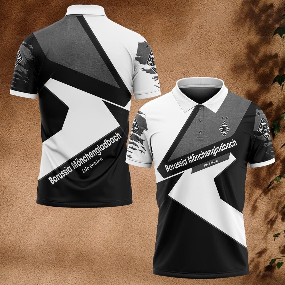 Borussia Mönchengladbach Poloshirt Geometrisches Design Vollflächig Bedruckt