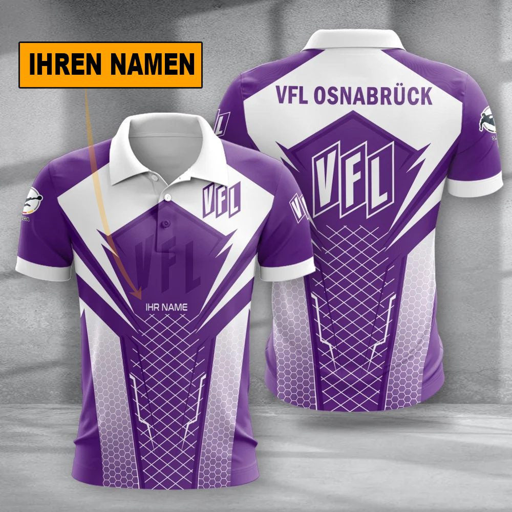VfL Osnabrück Poloshirt Alltagsstil Design Vollflächig Bedruckt mit individuellem Namen