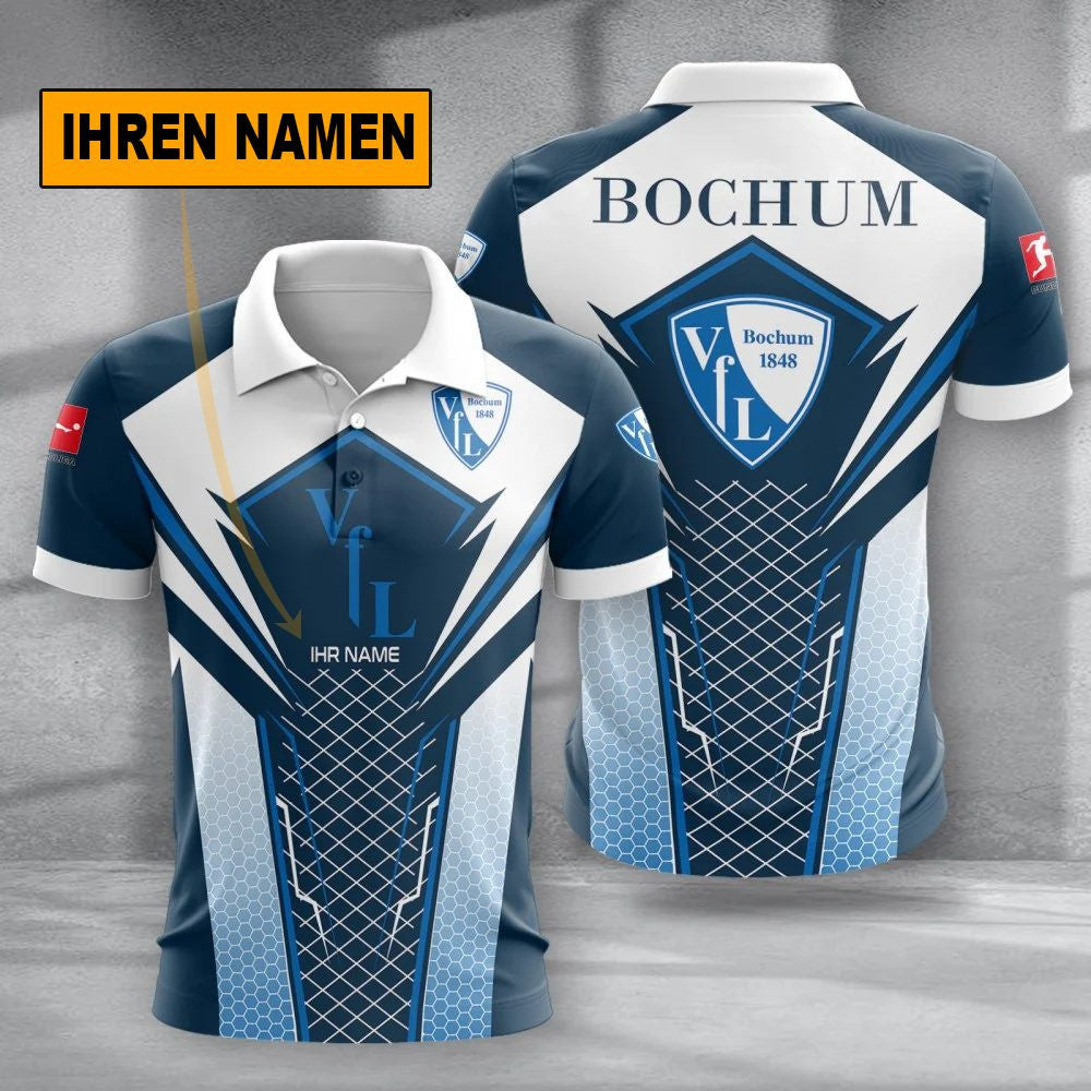 VfL Bochum 1848 Poloshirt Sportliches Alltags Design mit individuellem Namen Vollflächig Bedruckt
